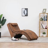 Massage chaise longue met kussen - Kunstsuède Bruin - 30% Korting