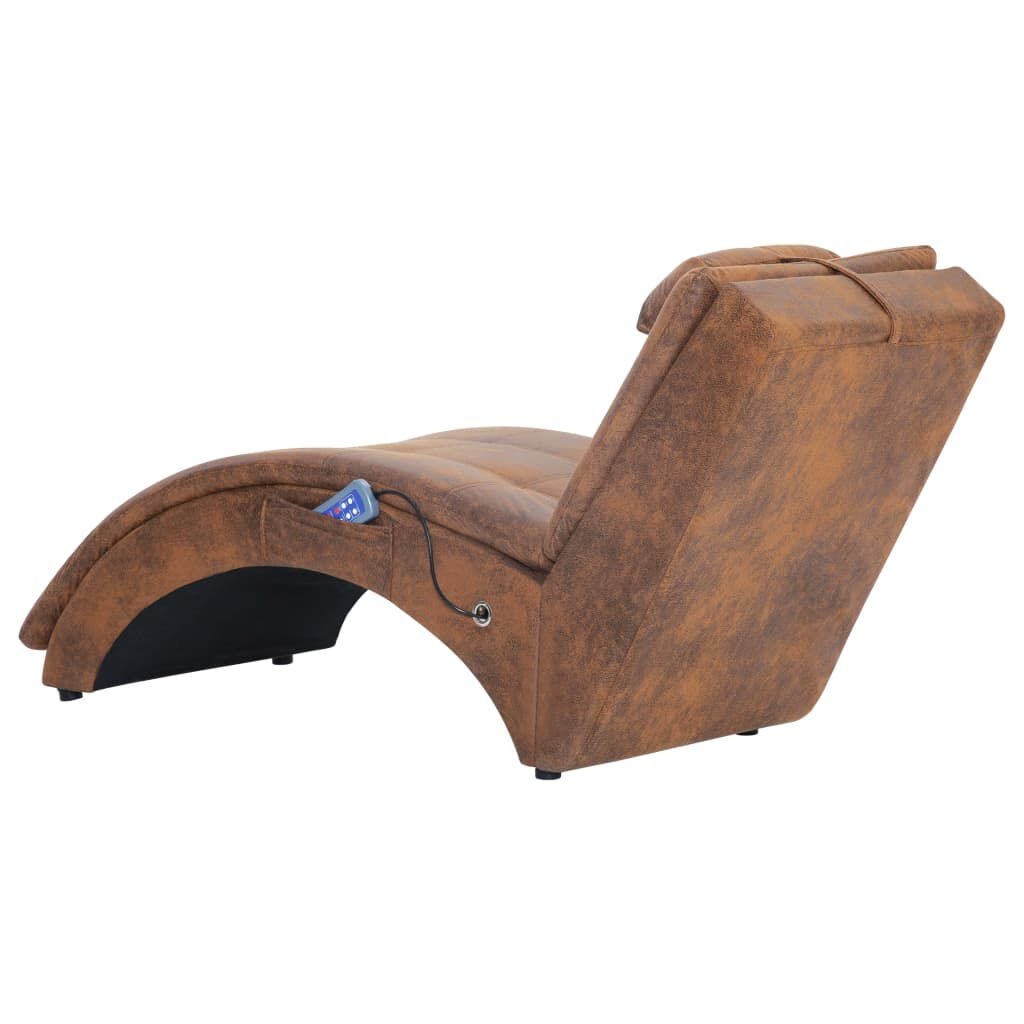 Massage chaise longue met kussen - Kunstsuède Bruin - 30% Korting