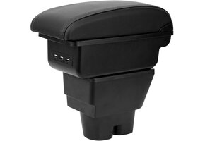 Armsteun Peugeot 207/207CC - Zwart PU-leer, 3 USB-poorten (34% Korting)