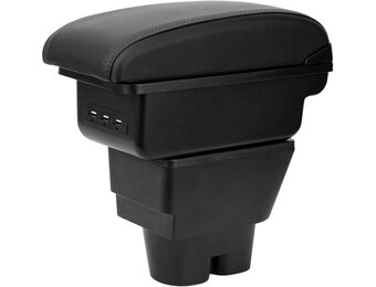 Armsteun Peugeot 207/207CC - Zwart PU-leer, 3 USB-poorten (34% Korting)