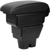 Armsteun Peugeot 207/207CC - Zwart PU-leer, 3 USB-poorten (34% Korting)