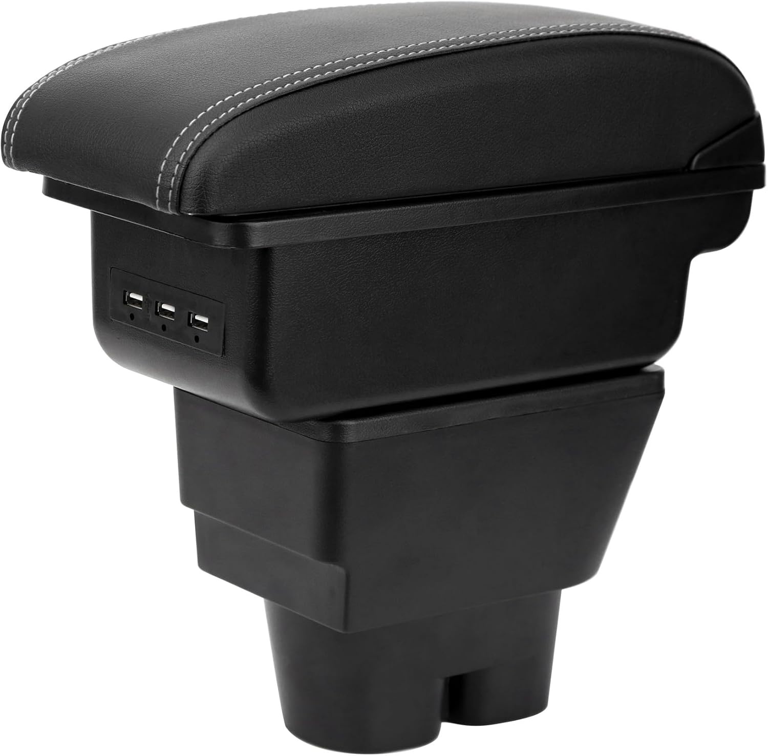 Armsteun Peugeot 207/207CC - Zwart PU-leer, 3 USB-poorten (34% Korting)