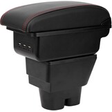 Armsteun Peugeot 207/207CC - Zwart PU-leer, 3 USB-poorten (34% Korting)
