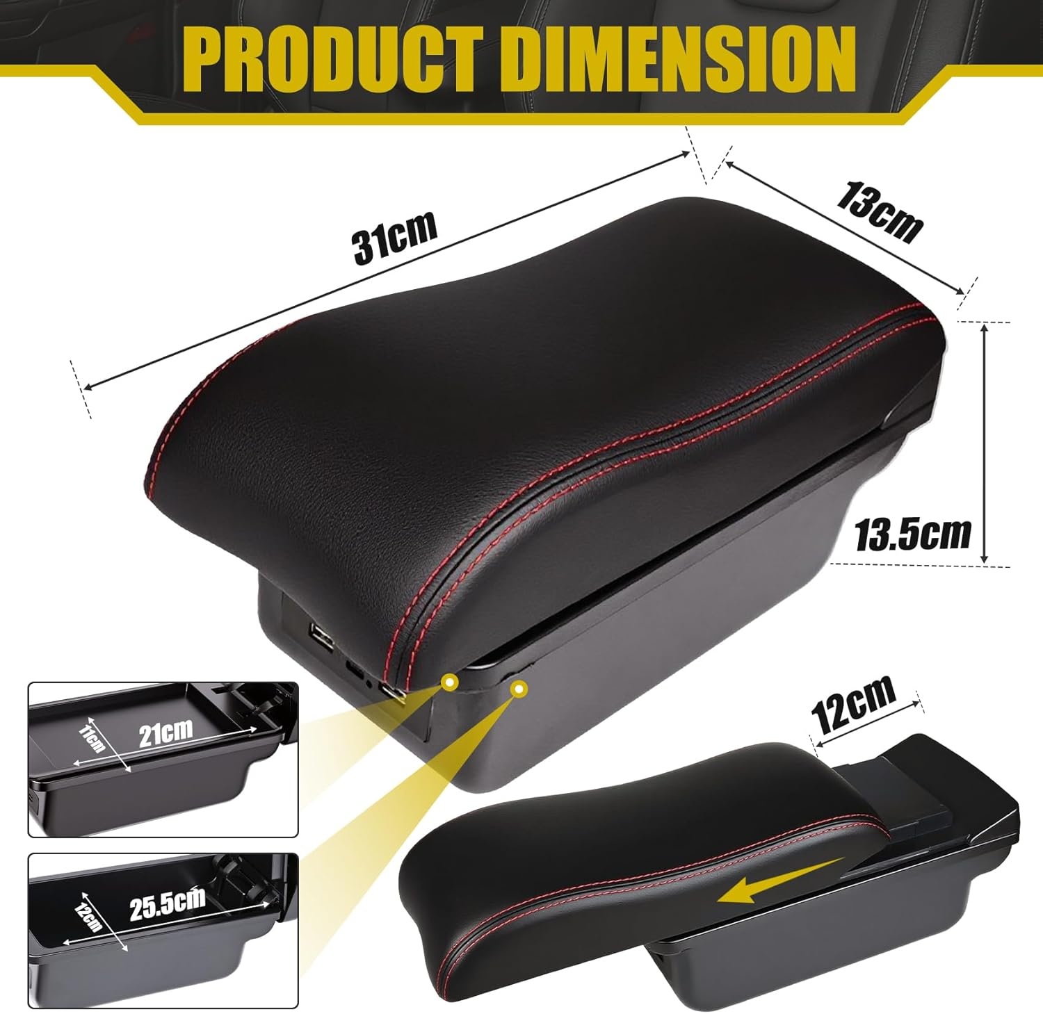 Middenarmsteun Dubbellaags Suzuki Swift (2005-2020) - Zwart/Rood | 34% Korting