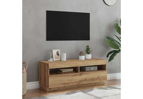 TV-meubel met LED 100x35x40 cm Bewerkt Hout Artisanaal Eiken - 34% Korting!