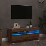 TV-meubel met LED 100x35x40 cm Bewerkt Hout Artisanaal Eiken - 34% Korting!