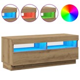 TV-meubel met LED 100x35x40 cm Bewerkt Hout Artisanaal Eiken - 34% Korting!