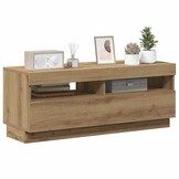 TV-meubel met LED 100x35x40 cm Bewerkt Hout Artisanaal Eiken - 34% Korting!