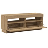 TV-meubel met LED 100x35x40 cm Bewerkt Hout Artisanaal Eiken - 34% Korting!