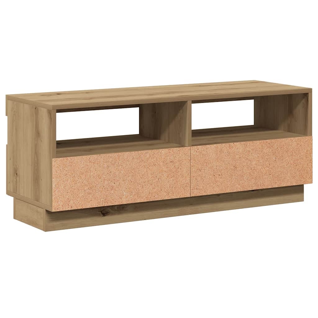 TV-meubel met LED 100x35x40 cm Bewerkt Hout Artisanaal Eiken - 34% Korting!