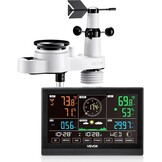 VEVOR 5-in-1 draadloos weerstation, 7,5 inch VA-display, buitensensor op zonne-energie, regenmeter, binnen en buiten, voor weersvoorspelling, temperatuur, vochtigheid, windsnelheid en richting (geen