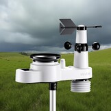 VEVOR 5-in-1 draadloos weerstation, 7,5 inch VA-display, buitensensor op zonne-energie, regenmeter, binnen en buiten, voor weersvoorspelling, temperatuur, vochtigheid, windsnelheid en richting (geen