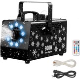 VEVOR Sneeuwmachine, 900 W, draagbaar, hangend, met omgevingslicht, met draadloze afstandsbediening en vloeistofreservoir, 1 l, buitengebruik, voor kerstfeesten