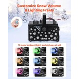 VEVOR Sneeuwmachine, 900 W, draagbaar, hangend, met omgevingslicht, met draadloze afstandsbediening en vloeistofreservoir, 1 l, buitengebruik, voor kerstfeesten