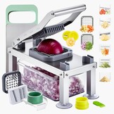 VEVOR Verhakmolen voor groenten met 9 messen van roestvrij staal, handmatige groentesnijder met houder, salade-spiralisator, keukengerei en essentialiteit, glanzend zilver