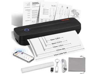 VEVOR Draagbare printer, 2600 mAh-batterij, 203 dpi, Bluetooth inktloze mobiele printer voor A4, A5 en 8,5 "x 11" thermisch papier, compatibel met iOS, Android en laptop, ideaal voor reizen, kantoor