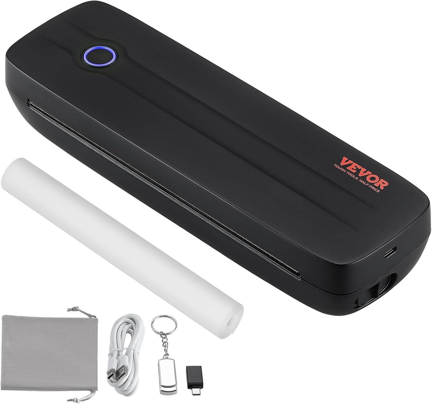 VEVOR Draagbare printer, 2600 mAh-batterij, 203 dpi, Bluetooth inktloze mobiele printer voor A4, A5 en 8,5 "x 11" thermisch papier, compatibel met iOS, Android en laptop, ideaal voor reizen, kantoor
