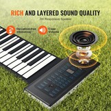 VEVOR Pianotoetsenbord met 88 toetsen, oprolbaar, 128 ritmes, 128 tonen, draagbaar, digitale hand met oplaadbare accu, luidspreker, 2 W led-display, 5 poorten, MIDI-functie, kinderen, beginners,