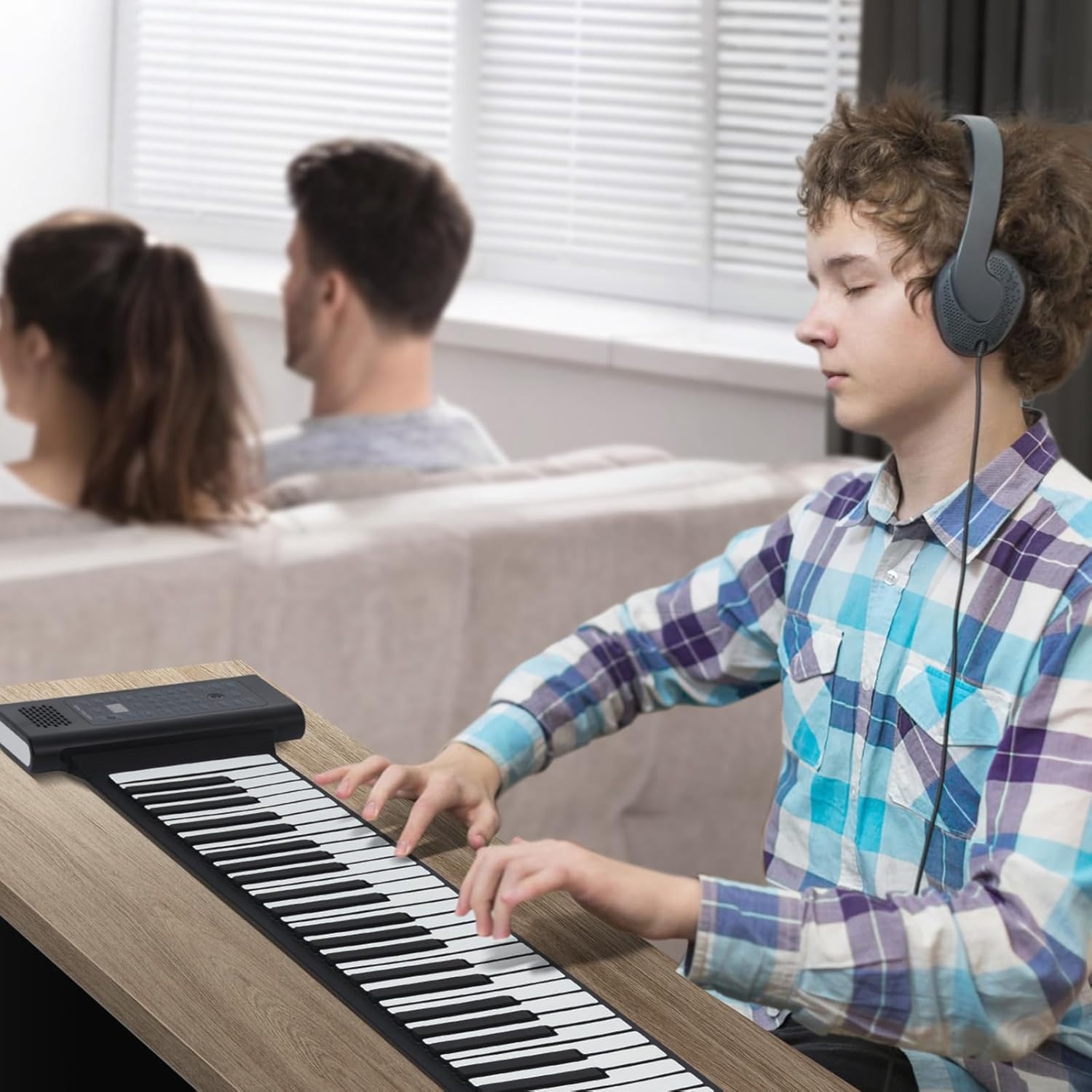 VEVOR Pianotoetsenbord met 88 toetsen, oprolbaar, 128 ritmes, 128 tonen, draagbaar, digitale hand met oplaadbare accu, luidspreker, 2 W led-display, 5 poorten, MIDI-functie, kinderen, beginners,