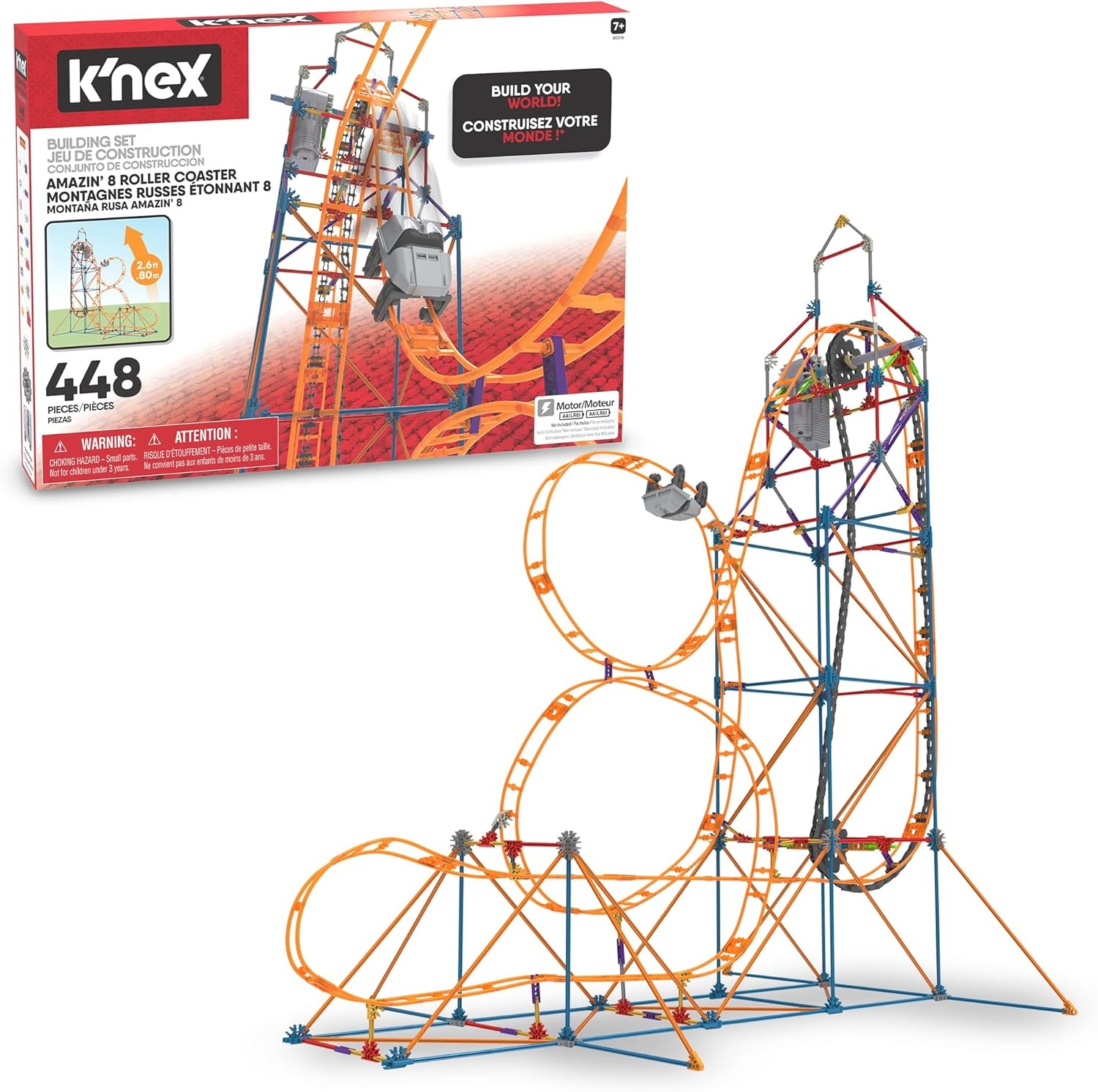 K'NEX Amazin' 8 Achtbaan - Bouwset met 448 onderdelen - 76 cm hoog