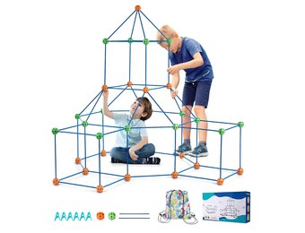 VEVOR Bouwset voor kinderen, 120-delig, STEM-bouwspeelgoed voor kinderen van 4, 5, 6, 7, 8 jaar, bouwspel voor binnen en buiten, 80 stangen en 40 ballen