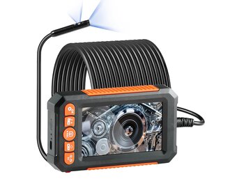 VEVOR Endoscoopcamera met dubbele lens, met halfharde kabel, 15 m, 1080p inspectiecamera met display, 8 + 1 ledverlichting, waterdicht conform IP67, voor auto's en loodgieterswerk, 145 x 85 x 26 mm