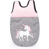 Bayer Design 18333AC Combi poppenwagen, omvormbaar, in hoogte verstelbaar, accessoires, zakje, bedje, draagzak, slaapzak, jeans-grijs, roze, unicorn