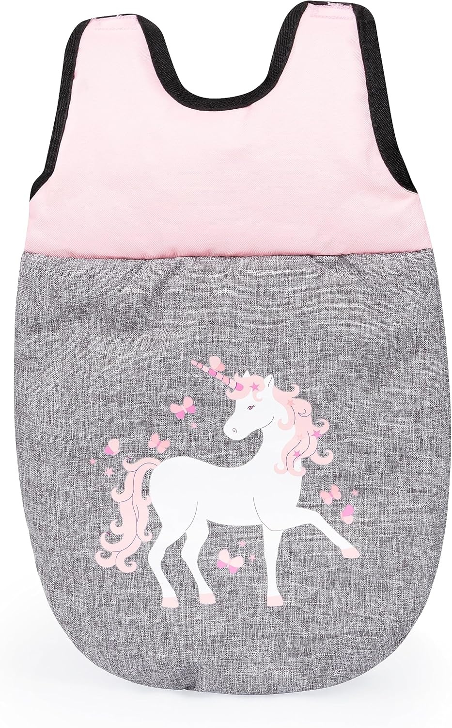 Bayer Design 18333AC Combi poppenwagen, omvormbaar, in hoogte verstelbaar, accessoires, zakje, bedje, draagzak, slaapzak, jeans-grijs, roze, unicorn