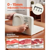 VEVOR Allessnijder, 180 W, elektrische snijmachine met 17 cm lemmet, vleessnijmachine met instelbare dikte van 0-15 mm, voor bevroren vlees, ham, prime, steak