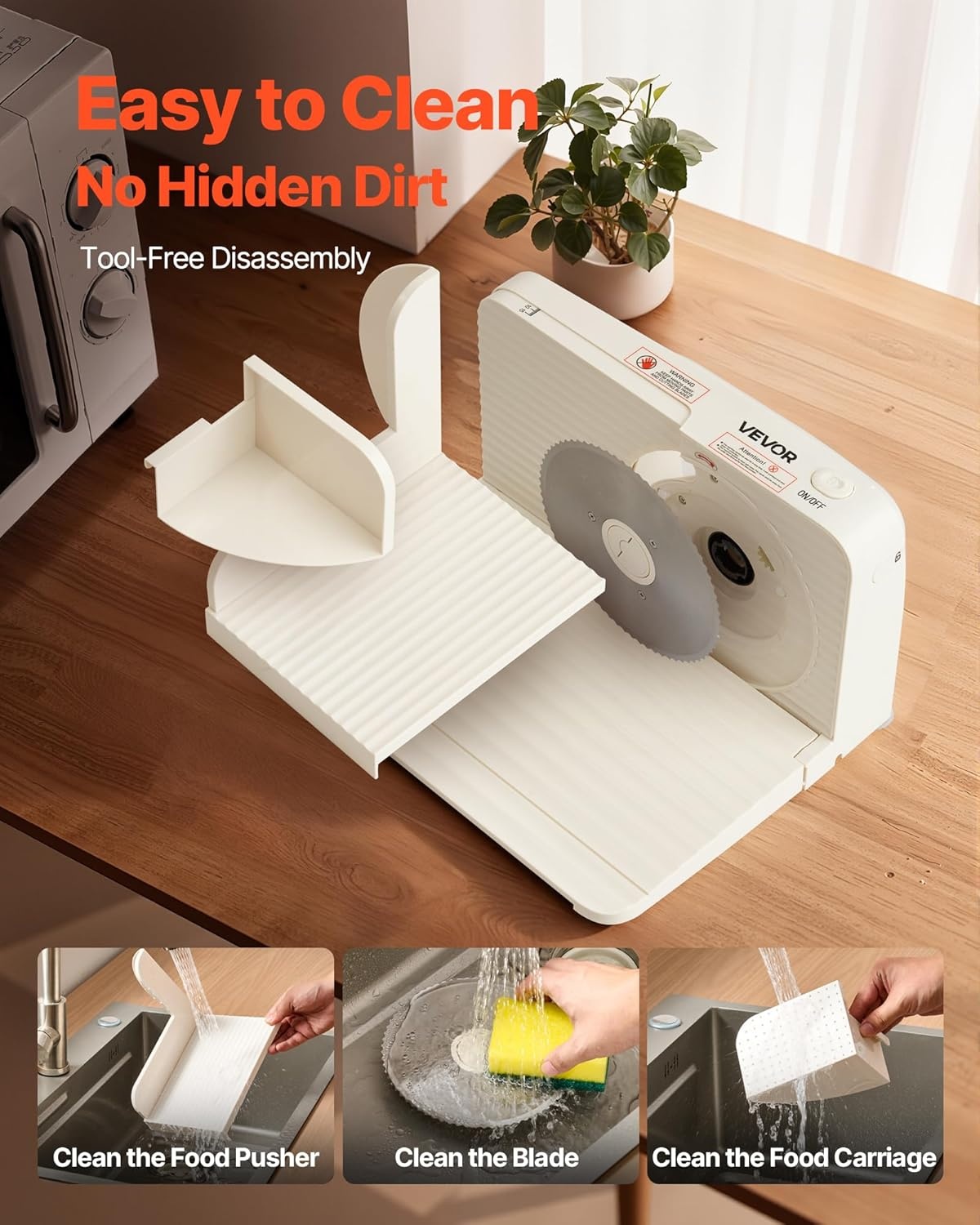 VEVOR Allessnijder, 180 W, elektrische snijmachine met 17 cm lemmet, vleessnijmachine met instelbare dikte van 0-15 mm, voor bevroren vlees, ham, prime, steak