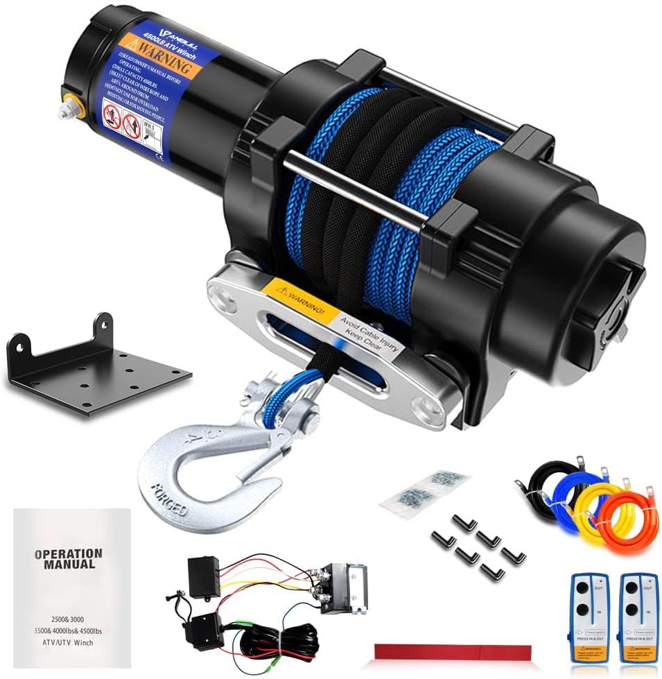 Anbull Elektrische Kabel Lier 12V 4500 LBS/2045 kg met Synthetisch Touw