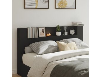 vidaXL Hoofdbordkast met LED-verlichting 180x16,5x103,5 cm zwart