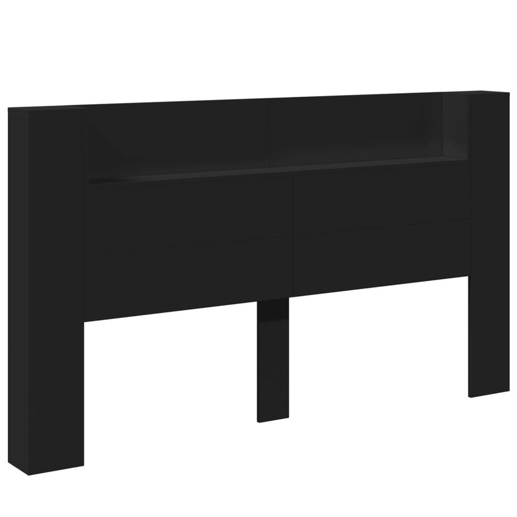 vidaXL Hoofdbordkast met LED-verlichting 180x16,5x103,5 cm zwart