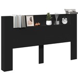 vidaXL Hoofdbordkast met LED-verlichting 180x16,5x103,5 cm zwart