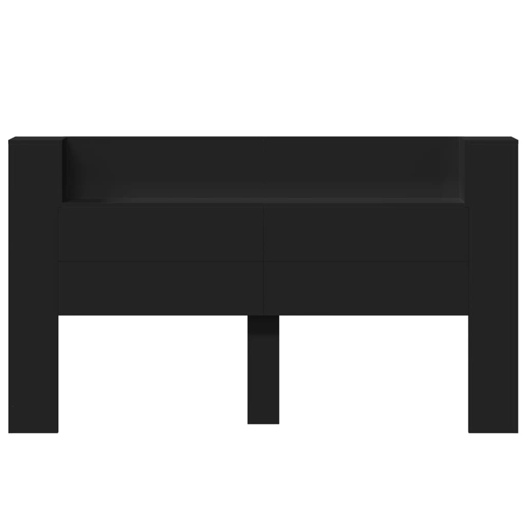 vidaXL Hoofdbordkast met LED-verlichting 180x16,5x103,5 cm zwart