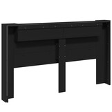 vidaXL Hoofdbordkast met LED-verlichting 180x16,5x103,5 cm zwart