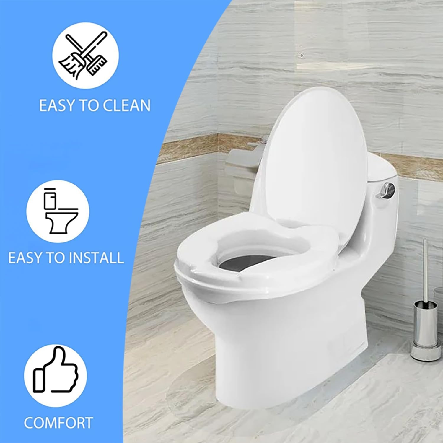 Toiletbril voor volwassenen, verhoogde toiletbril, 12 cm, met afdekking, geschikt voor ouderen, zwangere vrouwen, revalidatieverzorgers enz.