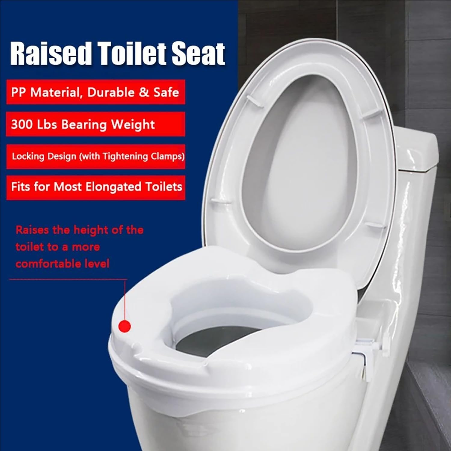 Toiletbril voor volwassenen, verhoogde toiletbril, 12 cm, met afdekking, geschikt voor ouderen, zwangere vrouwen, revalidatieverzorgers enz.