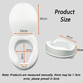 Toiletbril voor volwassenen, verhoogde toiletbril, 12 cm, met afdekking, geschikt voor ouderen, zwangere vrouwen, revalidatieverzorgers enz.