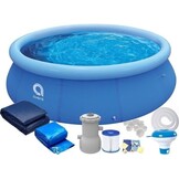 Opblaasbaar Zomerzwembad 244x63cm met Filterpomp & Afdekzeil | 54% Korting
