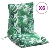 vidaXL Stoelkussens 6 st lage rug bladpatroon oxford stof