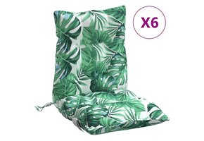 6x Stoelkussens Lage Rug Bladpatroon Oxford Stof - 37% Korting