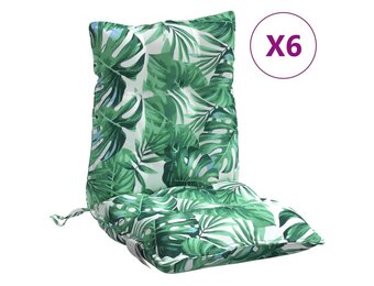 vidaXL Stoelkussens 6 st lage rug bladpatroon oxford stof
