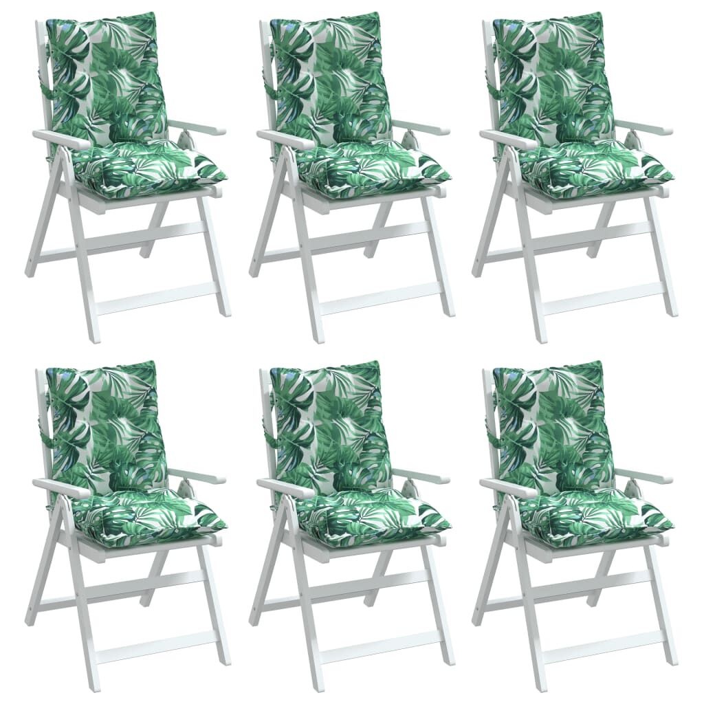 vidaXL Stoelkussens 6 Stuks - Lage Rug, Bladpatroon, Oxford Stof - 30% Korting!