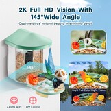 VEVOR Intelligente vogelvoederautomaat met 2K HD KI-camera, vogelidentificatie, extern zonnepaneel, vogelobservatiecamera met automatische detectie en onmiddellijke melding voor buiten, groen
