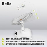 LIONELO Bella Elektrische Babywipstoel tot 9 kg – 360° Draaibare Zitting – 6 Schommelstanden & 5 Snelheden – 12 Melodieën – Automatische Bewegingsdetectie – 3 Ligposities – Afstandsbediening – Grijs