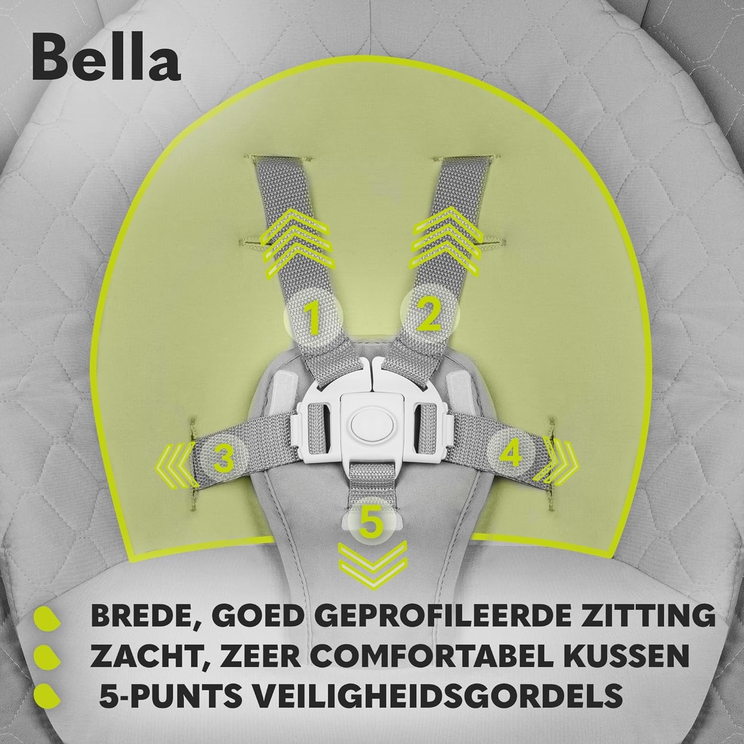 LIONELO Bella Elektrische Babywipstoel tot 9 kg – 360° Draaibare Zitting – 6 Schommelstanden & 5 Snelheden – 12 Melodieën – Automatische Bewegingsdetectie – 3 Ligposities – Afstandsbediening – Grijs
