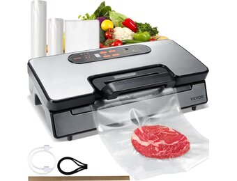 VEVOR Vacumeermachine met ingebouwde snijder - 90Kpa - 130W - Zilver