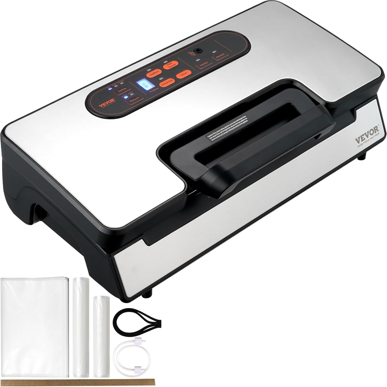 VEVOR Vacumeermachine met ingebouwde snijder - 90Kpa - 130W - Zilver