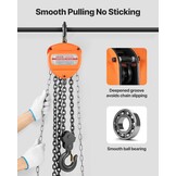 VEVOR Trekkoord met 2 T draagvermogen, handketting, 3 m hefhoogte, hoes met G80-ketting, krachtige takel, handmatige takel voor garages, magazijnen, automobielmachines, oranje